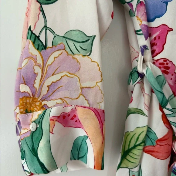 NWT Zara Ladies Multicolor Floral Shirt Dress with Belt Sz XL - Picture 6 of 8